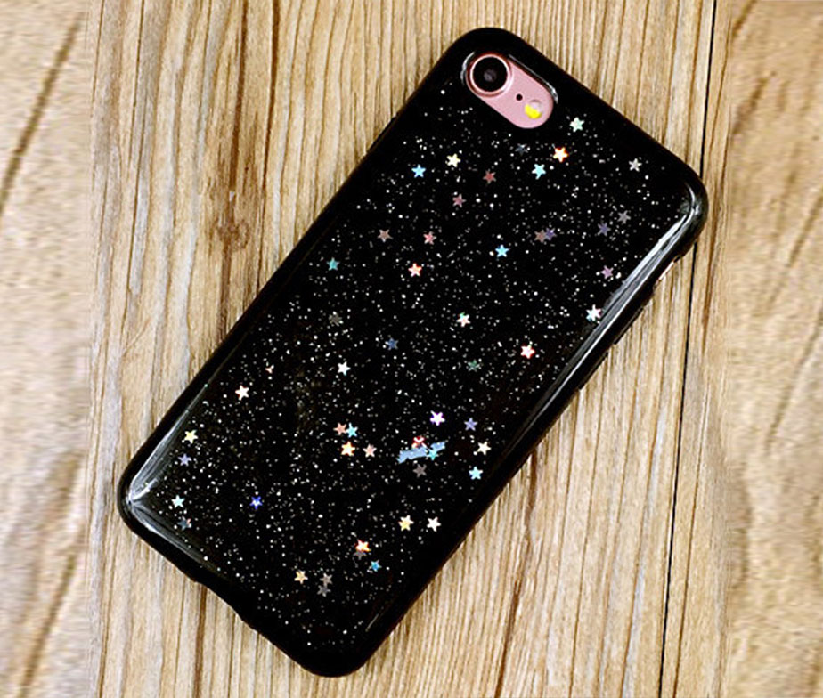 Θήκη Glitter Star Μαύρη - iPhone 7 / iPhone 8