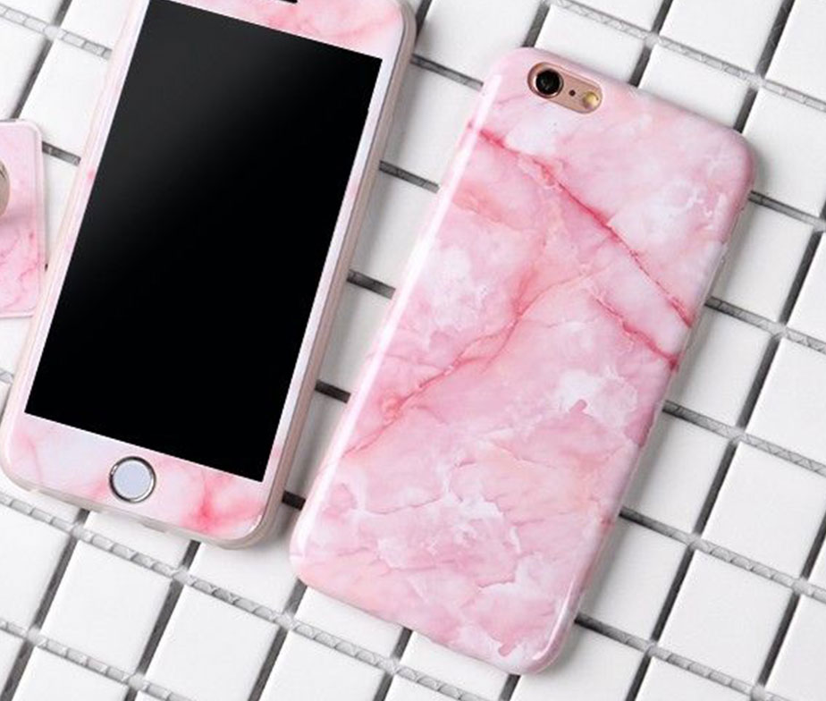 Marble Full Cover Set Θήκη + Tempered Glass Ροζ - iPhone 6 / iPhone 6s