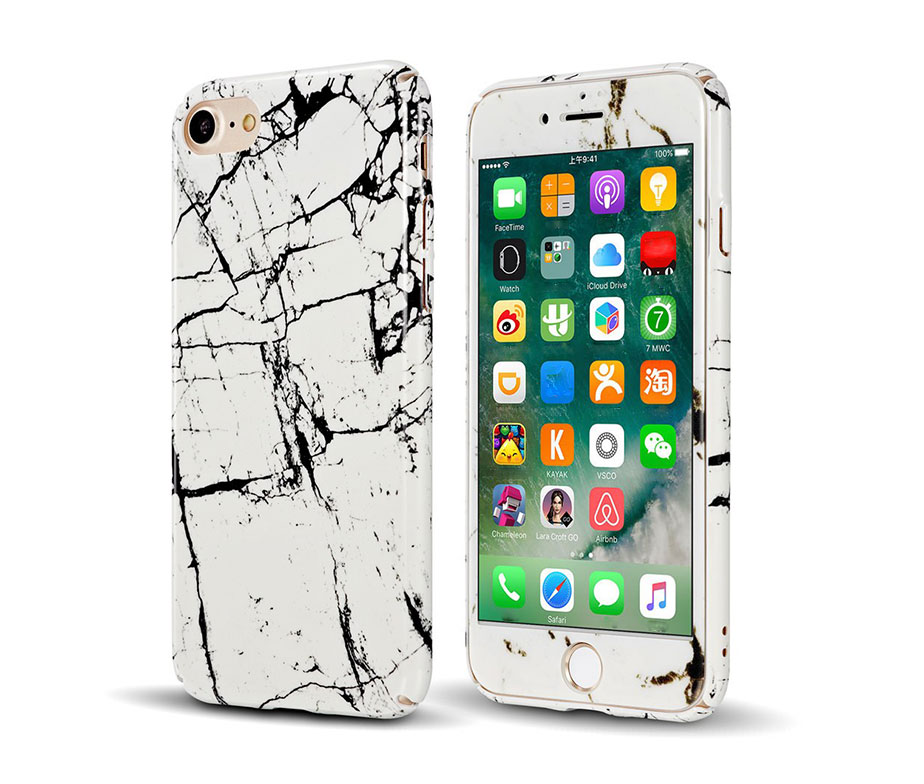 Marble Full Cover Set Θήκη + Tempered Glass Λευκή - iPhone 6 / iPhone 6s