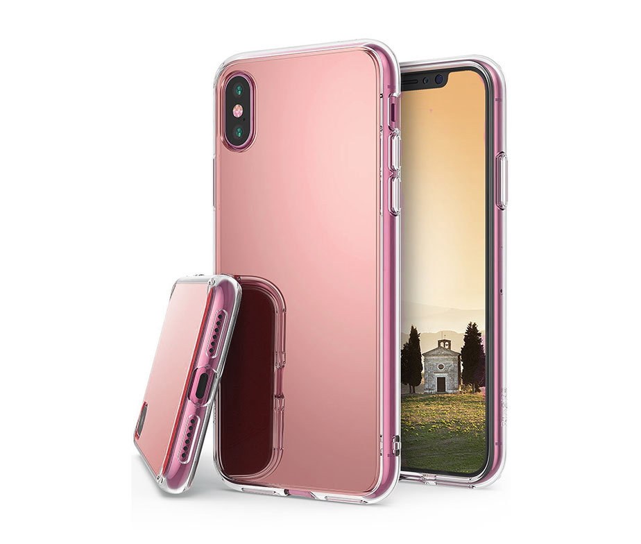 Θήκη Καθρέπτης Ροζ / Χρυσή TPU - iPhone X