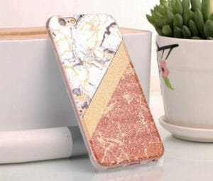 Θήκη Glitter Powder Marble Gold Μαλακή - iPhone 6/ iPhone 6s