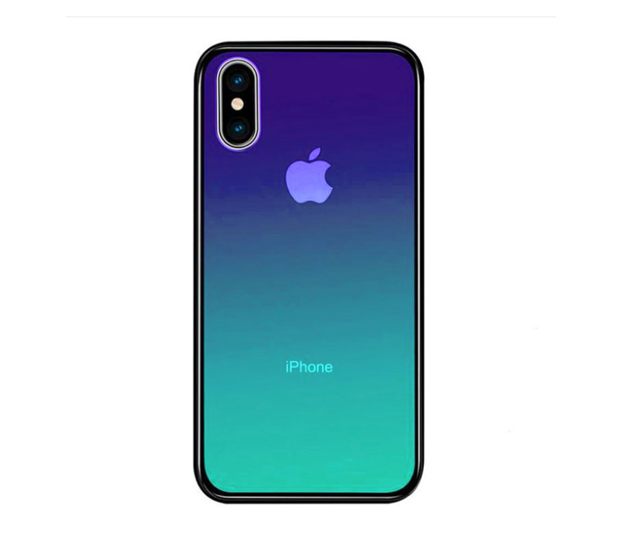 Θήκη Gradient Tempered Glass Ημιδιάφανη Μπλε/Πράσινη - iPhone Xs Max