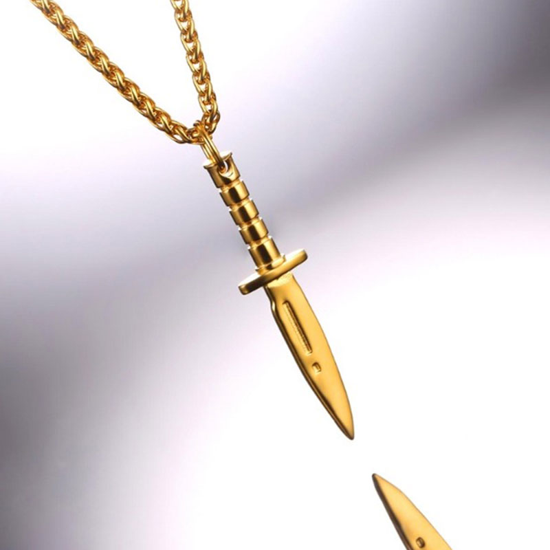 Chain Κολιέ με Army Knife U7 - Ανοξείδωτο Ατσάλι / Gold