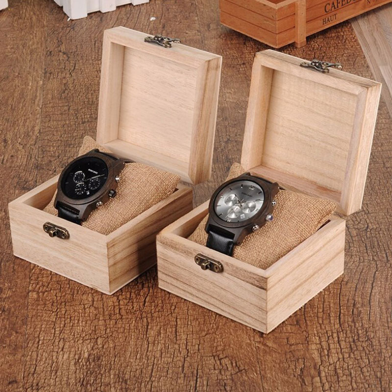 Ρολόι Bamboo Luxury Chronograph με Μαύρο Δερμάτινο Λουράκι