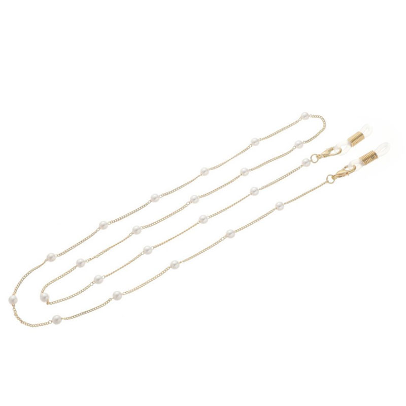 Αλυσίδα Chain Γυαλιών με Λευκές Πέρλες σε Χρυσό χρώμα