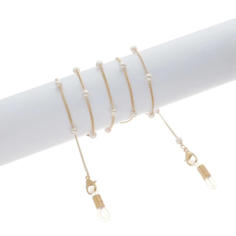 Αλυσίδα Chain Γυαλιών με Λευκές Πέρλες σε Χρυσό χρώμα