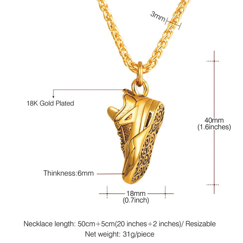 U7 Chain 3mm με Sneaker - Ανοξείδωτο Ατσάλι / 18KGP Gold – 50CM