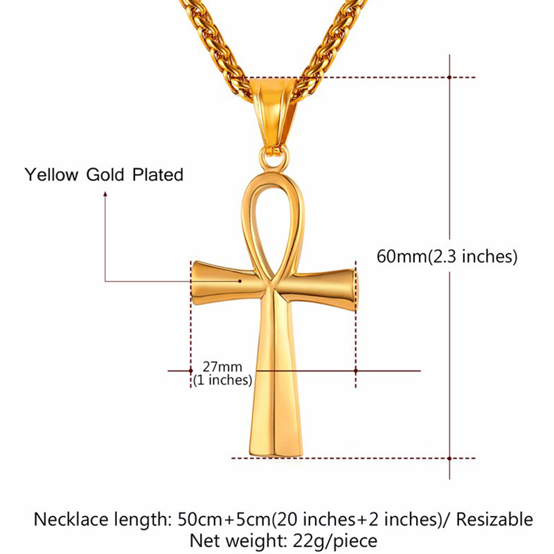 U7 Chain 3mm με Pendant Key of Nile - Ανοξείδωτο Ατσάλι / 18KGP Gold – 50CM