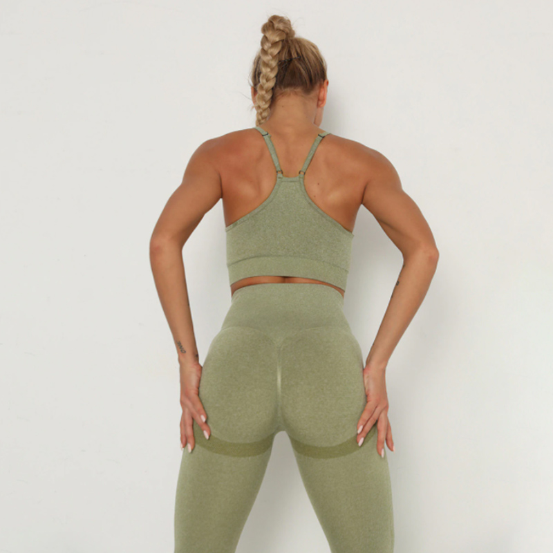 Yoga Set Αθλητικό Κολάν Ψηλόμεσο και Μπουστάκι με Ρυθμιζόμενες Τιράντες Green Pale (A40)