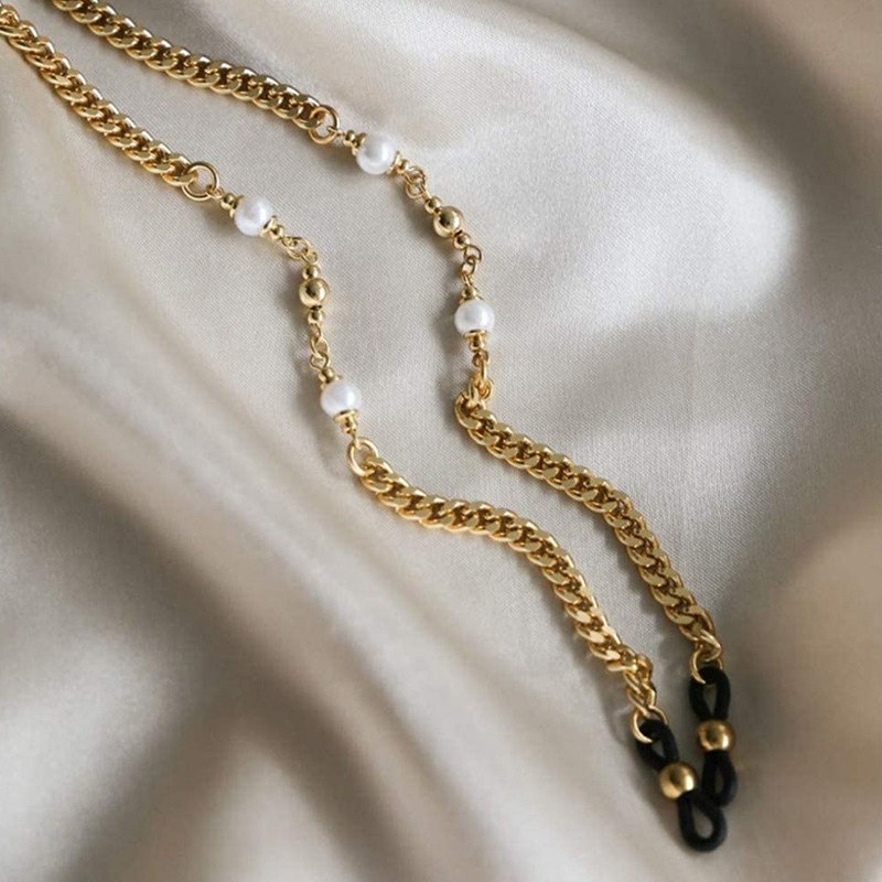 Αλυσίδα Chain Γυαλιών με Πέρλες σε Χρυσό χρώμα (C502)