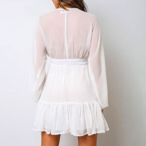 Φόρεμα Vintage White με Κουμπιά & Μανίκια (F0015)