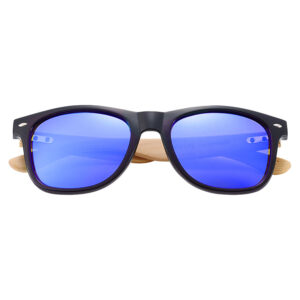 Γυαλιά Ηλίου Bamboo Wayfarer Style Μαύρα με Dark Blue Φακό Unisex (AC4175)