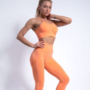 Fitness Set Αθλητικό Κολάν και Μπουστάκι με Ρυθμιζόμενες Τιράντες Orange Pale (A6205)