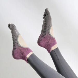 Αθλητικές Κάλτσες Αντιολισθητικές Yoga/Pilates με Σχηματισμένα Δάχτυλα Purple - One Size
