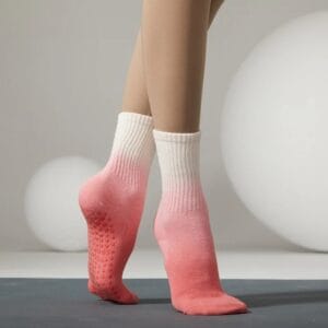 Αθλητικές Ψηλές Κάλτσες Αντιολισθητικές Yoga/Pilates Gradient White Coral - One Size