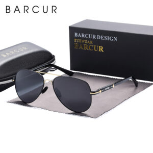 BARCUR - Γυαλιά Ηλίου Pilot Stainless Μαύρος/Χρυσός Σκελετός & Grey Φακός Polarized (8721)