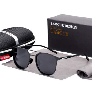 BARCUR - Γυαλιά Ηλίου Wayfarer Style Stainless Black Σκελετός & Black Φακός Polarized (2593)