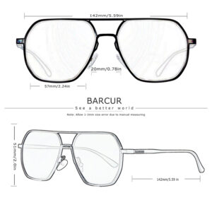 BARCUR - Γυαλιά Ηλίου Retro Hexagon Stainless Μαύρος Σκελετός & Gray Φακός Polarized (AC6088)