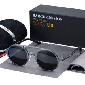 BARCUR - Γυαλιά Ηλίου Pilot Stainless Gray Σκελετός & Black Φακός Polarized (AC8565)