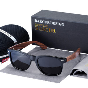 BARCUR - Γυαλιά Ηλίου Walnut Wayfarer Style Μαύρα με Black Polarized Φακό (AC8700)