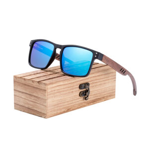 BARCUR – Γυαλιά Ηλίου Walnut Square Style Matte Black με Blue Polarized Φακό (AC4018)