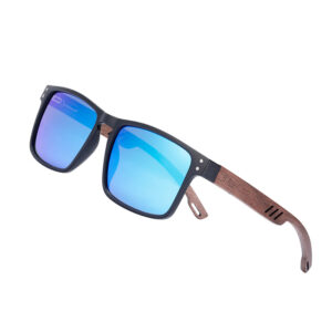 BARCUR – Γυαλιά Ηλίου Walnut Square Style Matte Black με Blue Polarized Φακό (AC4018)