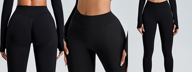 Fitness Set Αθλητικό Κολάν και Μακρυμάνικο Μπλουζάκι Μαύρο (MS1112)