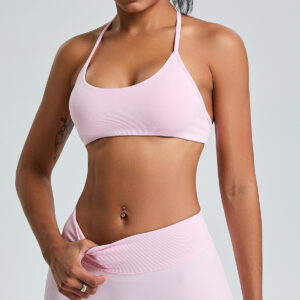 Fitness Set Αθλητικό Ψηλόμεσο Κολάν και Μπουστάκι Pink (MS1113)