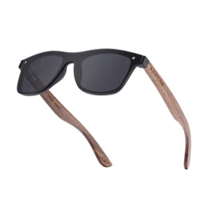 BARCUR - Γυαλιά Ηλίου Walnut Wayfarer Style Μαύρα Fullface με Black Polarized Φακό (AC4126)