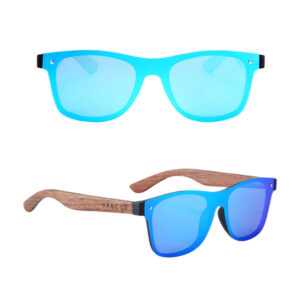 BARCUR - Γυαλιά Ηλίου Walnut Wayfarer Style Μαύρα Fullface με Blue Polarized Φακό (AC4126)