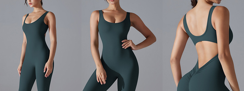 Fitness Ολόσωμη Αθλητική Φόρμα V Καμπάνα με Τιράντες Πράσινο (A6667)