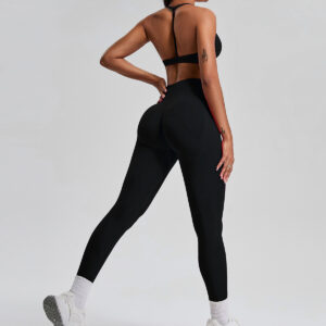 Fitness Set Αθλητικό Ψηλόμεσο Κολάν και Μπουστάκι Μαύρο (MS1113)