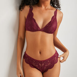 Lingerie Με Floral Δαντέλα, Μπανέλα & Ρυθμιζόμενες Τιράντες Κόκκινο (H4K-012EE)