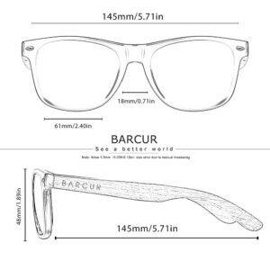 BARCUR - Γυαλιά Anti-Blue Ray Walnut Wayfarer Style Gloss Μαύρα (AC8700)