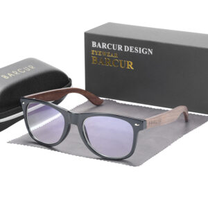 BARCUR - Γυαλιά Anti-Blue Ray Walnut Wayfarer Style Gloss Μαύρα (AC8700)