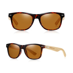 Γυαλιά Ηλίου Bamboo Wayfarer Style Leopard με Tea Polarized Φακό (AC4175)
