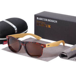 Γυαλιά Ηλίου Bamboo Wayfarer Style Leopard με Tea Polarized Φακό (AC4175)