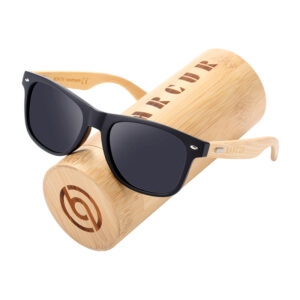 Γυαλιά Ηλίου Bamboo Wayfarer Style Μαύρα Matte με Μαύρο Polarized Φακό (AC4175)