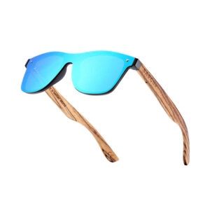 BARCUR - Γυαλιά Ηλίου Zebrawood Wayfarer Style Μαύρα Fullface με Blue Polarized Φακό (AC4128)