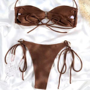 Μπικίνι Καφέ με O-Rings και Minimal Τιράντες – Paradise Collection (OE20509)