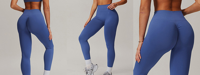 Fitness Set Αθλητικό Κολάν Ψηλόμεσο Και Μπουστάκι Με Διπλές Χιαστί Τιράντες Μπλε (A4001)