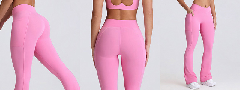 Fitness Set Αθλητικό Ψηλόμεσο Cabana Κολάν Και Μπουστάκι Με Διπλές Χιαστί Τιράντες Σε Σχήμα Καρδιάς Ροζ (B6006)