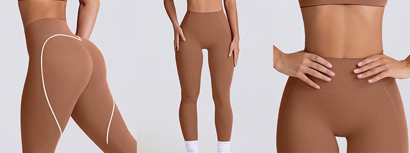 Fitness Set Αθλητικό Ψηλόμεσο Κολάν Heart Και Μπουστάκι Με Χιαστί Τιράντες Καφέ (B6001)