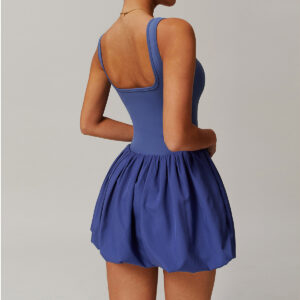 Tennis Set Ολόσωμη Αμάνικη Φούστα Με Σορτσάκι Skort Μπλε (4002)